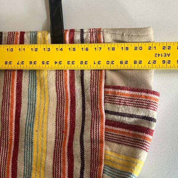 No Boundaries Caroline Multi Striped Boho Woven Cooler Tote Bag with Tassels - Picture 14 of 15